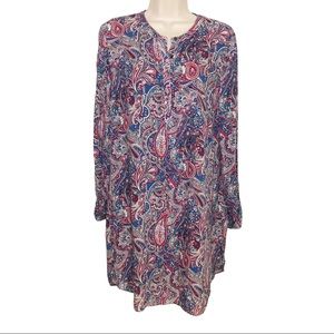 Paisley‎ pink blue print popover shirt dress tunic dress S/M LC Wakiki
